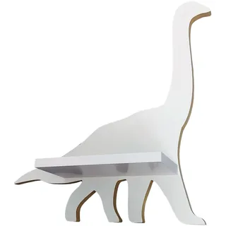 MOLILAND Wandregal Babyzimmer Dinosaurier Brontosaurus - Regal Weiß für Kinderzimmer - Wandregal Holz im Skandinavischen Stil - Schweberegal Wanddeko mit Befestigungssatz