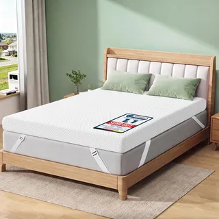 Matratzen Topper 140x200cm H3/H4, 10 cm Gel Memory Schaum, Öko-TEX Zertifiziert, Atmungsaktiv und Waschbar, rutschfest für Boxspringbett und Schlafsofa
