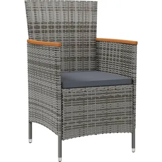 vidaXL Garten-Essstühle 2 Stk. Poly Rattan Grau - Grau