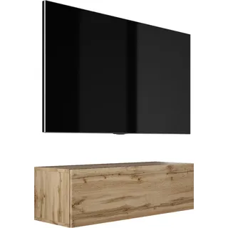 RTV DMG Hängendes TV-Schrank - Modernes Design B: 100 cm, H: 34 cm, T: 32 cm. TV Lowboard, TV Board, TV Sideboard Hängend, Lowboard Fernsehschrank - Braun