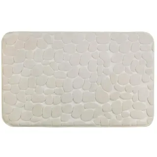 rutschfeste Badematte, bequem und sicher, Füllung aus Memory-Schaum, Kieseldesign, Polyester, Beige, 50 x 80 cm
