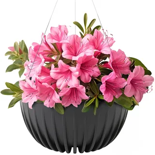 KONZEPT Blumenampel hängend außen und innen in Schwarz, Blumentopf 30cm Durchmesser, Hängetopf für Pflanzen aus Kunststoff