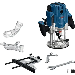 Bosch Professional kabelgebundene Oberfräse GOF 20-12 (inkl. Staubabsaugung,Parallelanschlag,Zentrierstift,Steckschlüssel,Spannzangen-Set,Kopierhülse, L-BOXX)