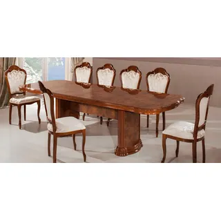 Klassische Essgruppe Esstisch Stühle Tisch Set 9tlg. Luxus Möbel Neu - Braun