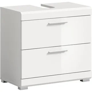 xonox.home Waschbeckenunterschrank 2 Schubladen 60 x 56 x 34 cm Weiß Hochglanz