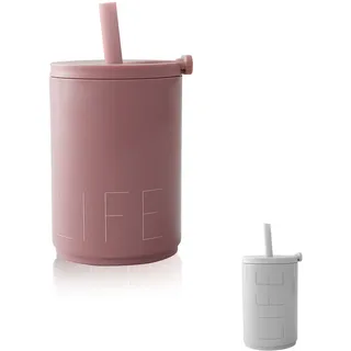 Design Letters Travel Auslaufsicherer Becher | Trinkbecher mit Deckel und Strohhalmen 330ml | Wiederverwendbarer Kaffeebecher | Kaffeebecher | Reiseausrüstung für heiße Getränke BPA-frei