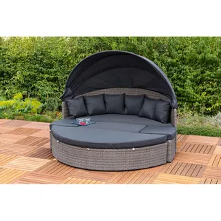 Gardenson Gartenmuschel , Grau, Dunkelgrau , Metall, Kunststoff, Textil , 16-teilig , Füllung: Schaumstoff , 180x88x183 cm , große Liegefläche, verstellbares Dach , Gartenmöbel, Loungemöbel, Sonneninseln