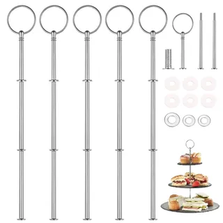 zrfgbxim 5 Sets 3-stöckige Kuchenständer, Hochzeitstortenständer, 3 Etagen, Cupcake-Ständer, Metall-Kuchenständer für Hochzeit, Geburtstag, Tee, Party, Snack, Teller, Kuchen, Dessertständer (Teller