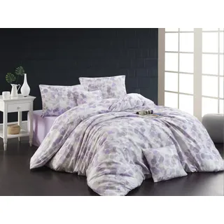 Französisches Leinen Satin 220x220, 70x90cm Vendetta - Weiß, Violett
