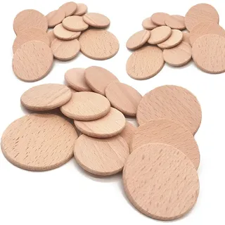 Set mit 50 Holzscheiben (Dia: 6 cm, Dicke: 6,0 mm, Buche)