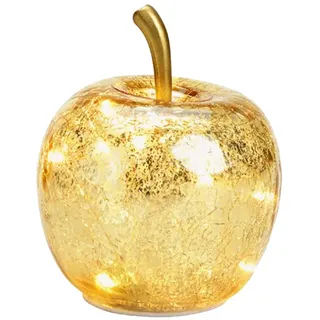 G. Wurm Dekoleuchte Apfel (XS) Glas, Gold, Apfel Lampe mit LED Lichterkette, Dekolampe, Tischleuchte, Apfellampe