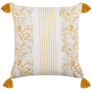 Beliani Biloba Dekokissen 45 x 45 cm Gelb