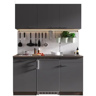 Respekta Küchenzeile 150 cm Grau-Eiche