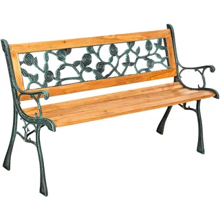 tectake Gartenbank Marina, 124 x 52 x 74 cm, braun , Braun , Holz , Patchwork , 52x74x124 cm , Gartenmöbel, Gartenbänke
