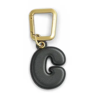 UNTAGS - Charm Buchstabe G - Material mit Ledereffekt - Inklusive Goldener Metallschnalle - Schwarz