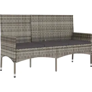 vidaXL Gartenbank 3-Sitzer mit Kissen Grau Poly Rattan - Grau