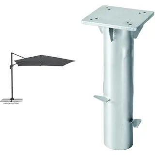 Schneider Universal-Bodenplatte + Sonnenschirm Rhodos Junior, Grau (anthrazit), ca. 270 x 270 cm, 8-teilig, quadratisch