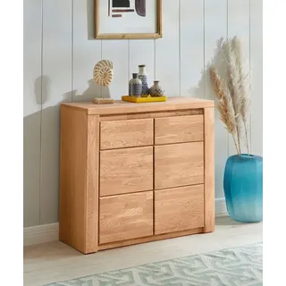 Home Affaire Kommode »Burano,90cm breit,35 cm tief, Fronten Massivholz« Holz massiv, Holzwerkstoff,2 Türen,2 breite Fächer, braun