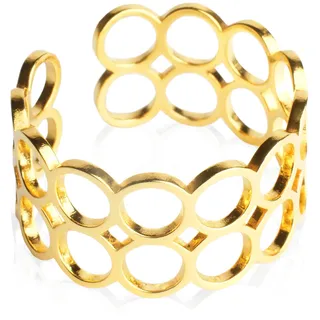 Offener Statement Ring Damen • Chunky Cuff Ring • Edelstahl Schmuck mit geometrischem Design • verstellbar ab Größe 60 (Ø 19 mm)