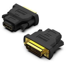 BENFEI Bidirektional DVI(DVI-D) zu HDMI Adapter 2 Stück, DVI (DVI-D)-Stecker auf HDMI-Buchse Adapter mit vergoldetem Stecker, unterstützt 1080P