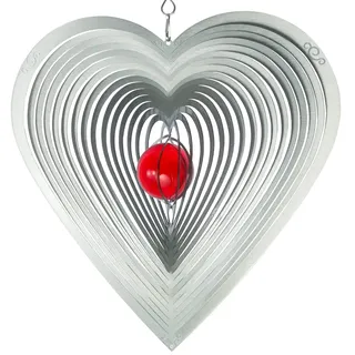 CIM Edelstahl Deko Windspiel - Herz Ornament 165 - wetterbeständig - Abmessung: 17x17cm - inkl. Kugellagerwirbel, Haken und Nylonschnur - attraktive Edelstahl-Dekoration zum Aufhängen