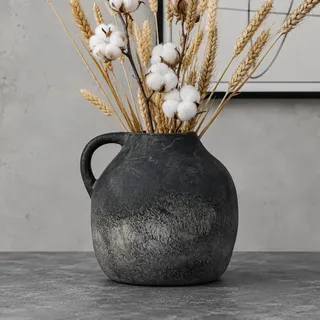 JIDOFUE Große 14.4cm Rustikale Keramikvase für Wohnkultur Schwarzer Gradient,Vintage Dekovase für Wohnzimmer 5.7",Schlafzimmer,Einweihungs- und Hochzeitsgeschenk