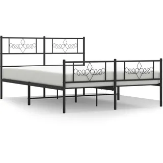 vidaXL Metallbett ohne Matratze mit Fußteil Schwarz 160x200 cm - Schwarz