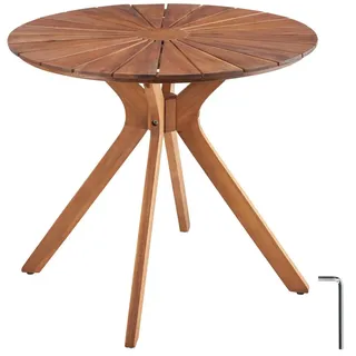 tectake Gartentisch Pollensa, 70 x 70 x 62 cm, braun , Braun , Holz , Baum/Pflanze/Natur , Rund , 70x62x70 cm , Gartenmöbel, Gartentische