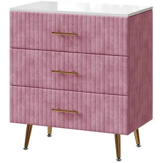 Vicco Kommode Velia Rosa 70 x 78.5 cm mit 3 Schubladen , Pink , Holzwerkstoff , Rechteckig , 70x78.5x39 cm , Kleinmöbel, Kommoden, Kommoden