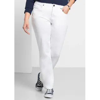 Stretch-Hose SHEEGO, Damen, Gr. 44, Normalgrößen, weiß, 97% Baumwolle, 3% Elasthan, unifarben, Hosen Stretch-Hose