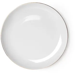 Excelsa Gold Teller Obst, Porzellan, Weiß/Rand Gold, 22 x 22 x 1.5 cm