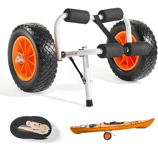 Vevor Kajakwagen, 90 kg, faltbarer Kanuwagen mit 25,4 cm Vollgummireifen & 1 Ratschengurt, Bootswagen zum Transportieren von Kajaks, Kanus, Paddleboards, Jon-Booten, 620x350x325 mm
