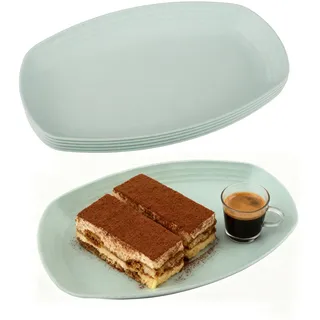 Velicber 6 Stück Teller Set Camping Teller Bruchfest Plastikteller Mehrweg Picknick Speiseteller, Spülmaschinenfest & Mikrowellengeeignet, für RV Party, Snacks, Kuchen, Salat, Obst, Fisch, Grün