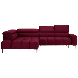 Welnova Ecksofa , Rot , Textil , Uni , Ottomane links, L-Form , 300x216 cm , Made in Eu , Typenauswahl, Stoffauswahl, seitenverkehrt erhältlich, Hocker erhältlich, Rücken echt , Wohnzimmer, Sofas & Couches, Wohnlandschaften, Ecksofas