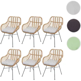 6er-Set Esszimmerstuhl HWC-P17, Küchenstuhl Korbstuhl Rattansessel Rattanstuhl Stuhl, Kubu Rattan Me