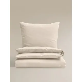 BIERBAUM Biber-Bettwäsche RENKE, 155 x 220 cm - Creme - Baumwolle - mit Reißverschluss