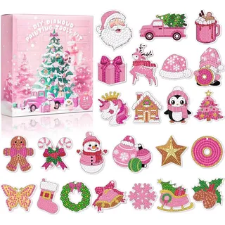 MJARTORIA Diamond Painting Adventskalender 2024 für Erwachsene Kinder, Weihnachten DIY Schlüsselanhänger