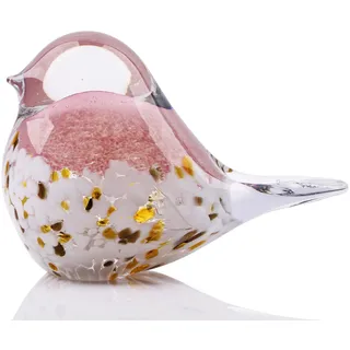 WUBIANJIE Handgeblasene Glas-Vogelstatue, Sammlerstück, Tierkunst, Briefbeschwerer, Wohnzimmer, Schlafzimmer, Bücherregal, Couchtisch, kleine Ornamente, Regal, Heimdekoration (Rosa)