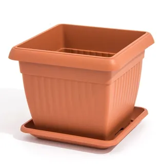 Prosperplast Blumentopf Terra, quadratisch, 37 x 37 cm, Farbe Terracotta