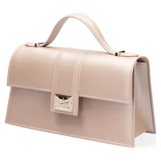 Handtasche aus veganem Leder, grün, mit Magnetverschluss und abnehmbarer Schulterriemen - Beige