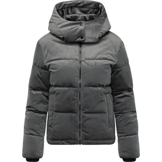 Steppjacke RAGWEAR "Steppjacke Roobie Velvet YOUMODO", Damen, Gr. XXL, grau (stone grau), Obermaterial: 100% Polyester PES.  Obermaterial: Futter: 100% Polyester PES. 100% Polyester PES., gerade hüftlang, Ärmel ohne Ärmelschlitz Rippstrickbündchen, Jacken Steppjacke, Gesteppte Teddyjacke in Samtoptik mit Kapuze