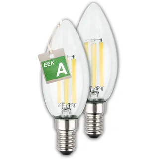 Briloner - EEK A 2er Set LED Lampe Kerze, warmweißes Licht, 2,5W, 525lm, LED Glühbirne, Leuchtmittel, Birne, Glühlampen, Bulb, 35x98 mmtor, Glühlampen, Bulb, 35x98 mm