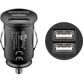 goobay Dual USB-Autoladegerät 12W 2,4A für KFZ Zigarettenanzünder Schwarz