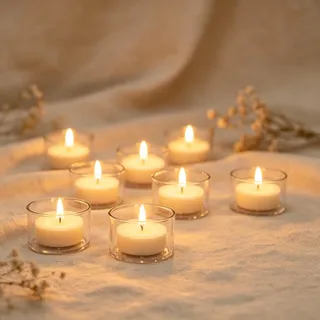 Teelichter Hüllen Kunststoff, 50 Stück, mit 100 Kerzendochten, Ø4 cm | DIY Teelichthüllen Set, für Hochzeiten, Partys, Valentinstag und Candlelight-Dinner