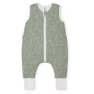 Ehrenkind® Baby Sommerschlafsack mit Füßen Musselin | aus weicher OEKO-TEX zertifizierter Bio-Baumwolle | Sommer Baby Schlafsack 1 TOG Gr. 90 Farbe Jade Tropfen
