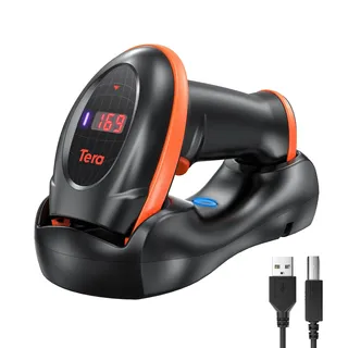 Tera Barcode-Scanner Bildsensor 2D 1D QR Wireless 2,4 GHz mit Ladestation USB-Kabel Digitaler-Bildscanner für Lagerhalle, Bibliothek, Geschäft, PDF417 auf Führerschein, HW0008