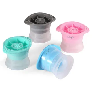 DasWas 4x XXL Eiswürfelform Rund 6 cm | Eiswürfelbehälter für perfekte Eiskugeln | Große Eiskugelform für Whiskey, Cocktails | Klare Eiswürfel Set