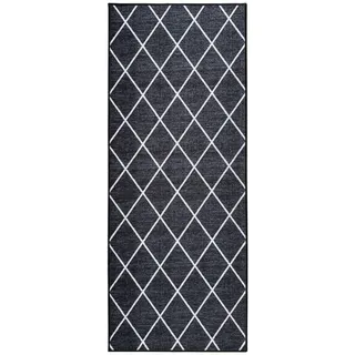 Karat Teppichläufer, auf Maß Cosenza, Schwarz, Weiß, Textil, Raute, rechteckig, 80x250 cm