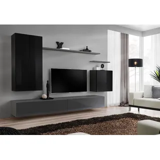 Wohnwand Sideboard Wandregal tv Schrank Regal Wandschrank Wohnzimmer Möbel - Grau