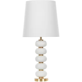 BELIANI Tischlampe Weiß mit Gold Stahl / Polyester / Baumwolle 80 cm Dekorativer Lampenfuß Langes Kabel mit Schalter Industrie Design Wohnzimmer Salon - Weiß, Gold